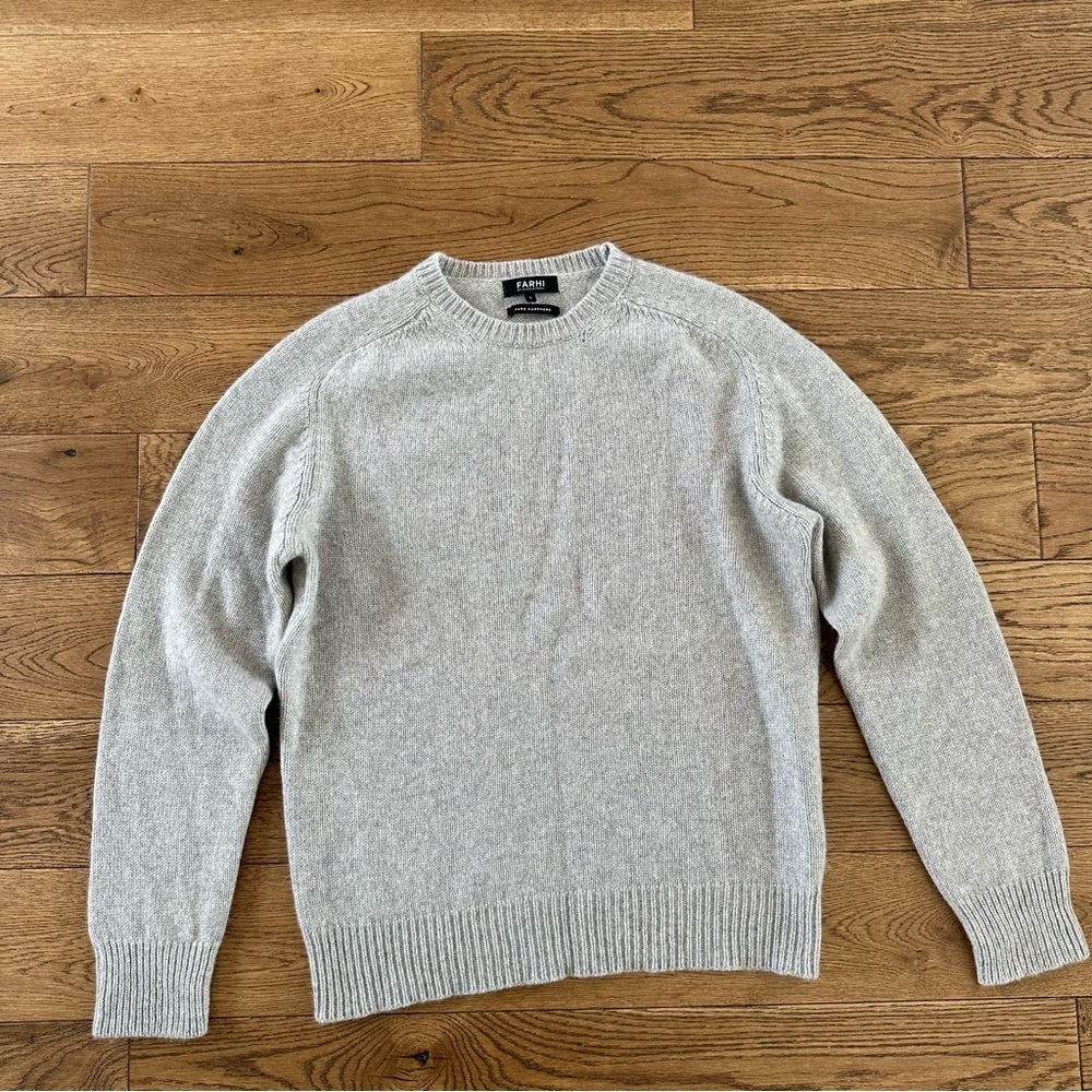 New FARHI by Nicole FARHI 100% CASHMERE Sweater Gray Made In Italy 🇮🇹 Sz L